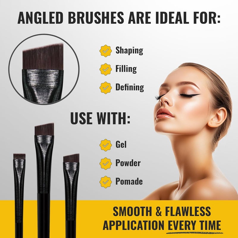 LIUDEX Eyeliner & Eyebrow Brush Set | Fine Angled, Slanted, Ultra-Thin Flat Makeup Brushes for Precision Gel & Brow Tinting with Soft Synthetic Hairs - Image 4